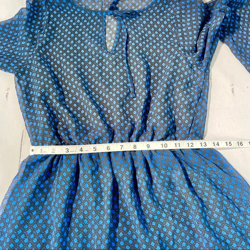 Mudd Long Sleeve Floral Blue and Black Dress. - Picture 12 of 12